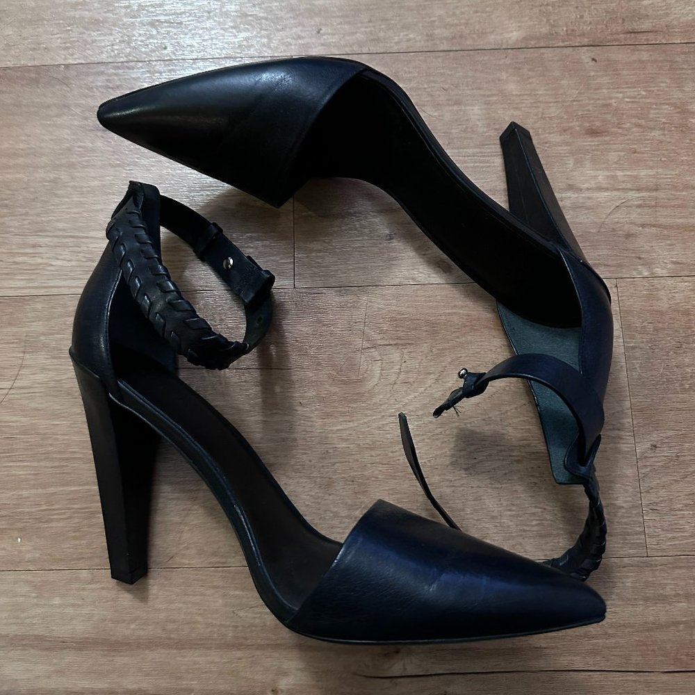 AllSaints Black Braided Leather Pumps